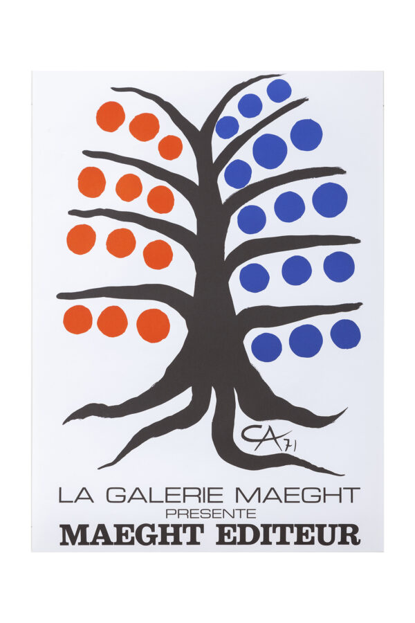 Manifesto disegnato per la mostra dalla Galerie Maeght a Parigi nel 1971, con opere del celebre scultore americano Alexander Calder